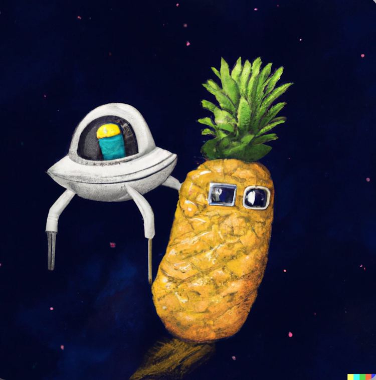 Spaceship in the appearance of a pineapple