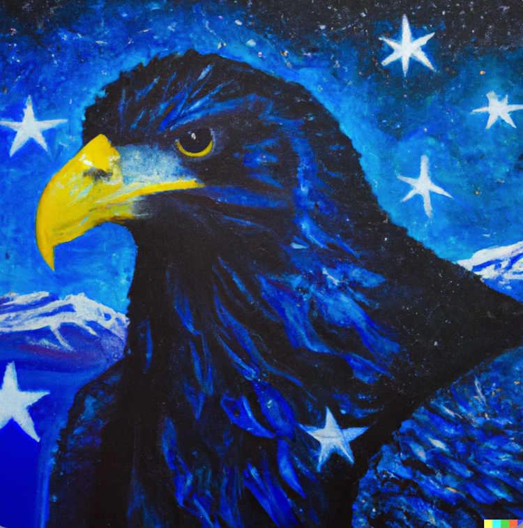 Blue eagle oil painting