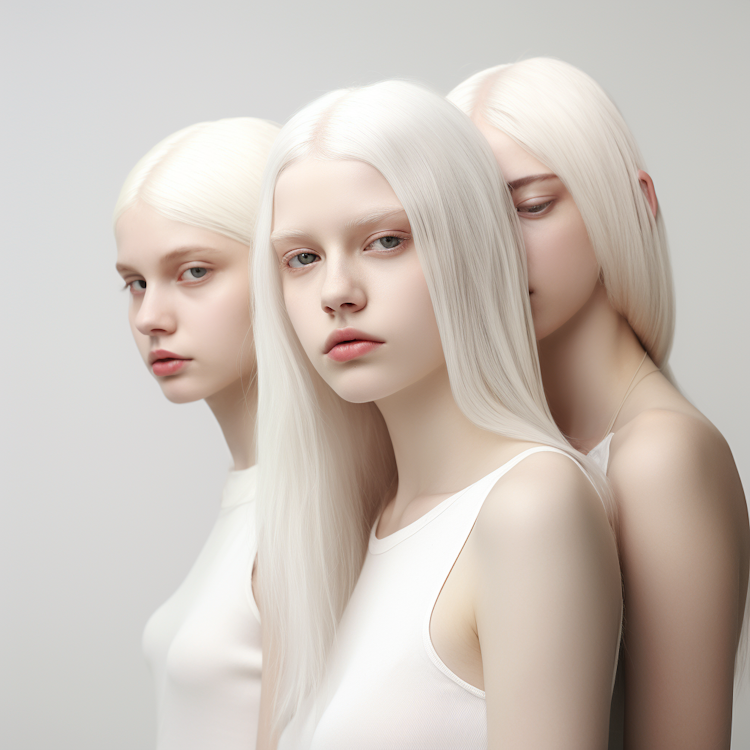 Fashion portrait of white hair girls