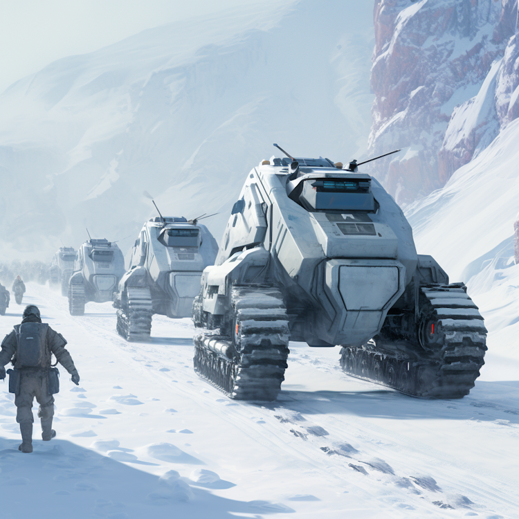 Futuristic army in snow