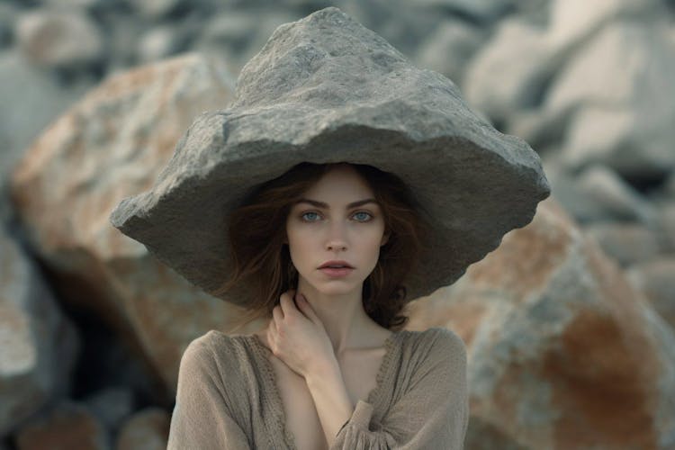 Woman in a rock hat