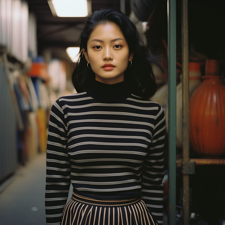 Retrato de mujer asiática en la fábrica