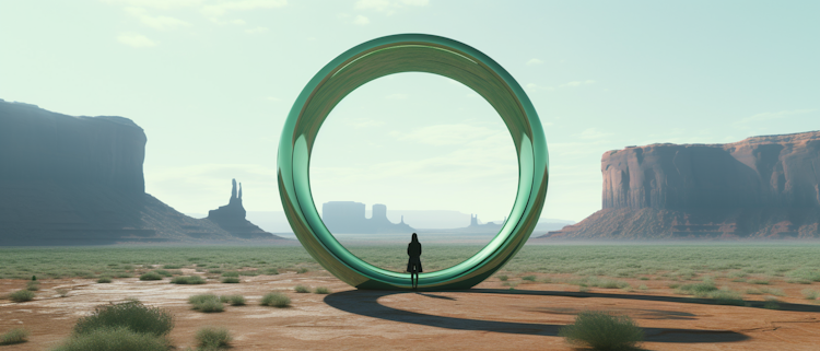 Pessoa em um anel flutuante circular