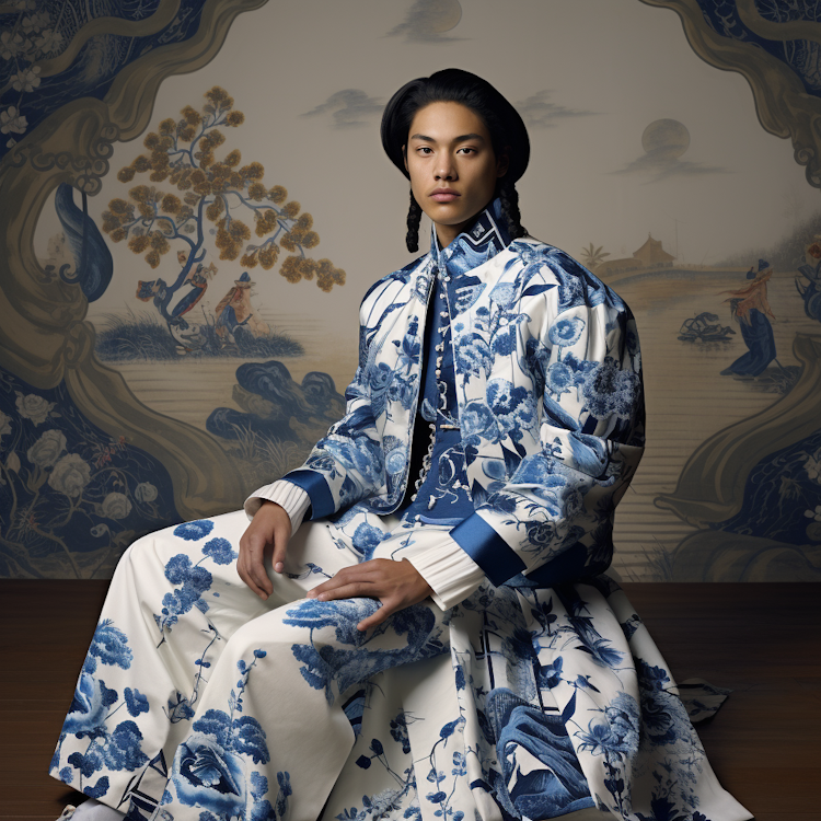 Fotografia com tema de porcelana chinesa azul e branca