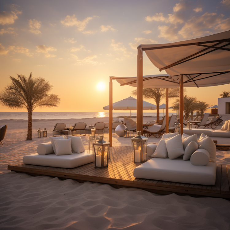 Um clube de praia elegante e luxuoso em Dubai