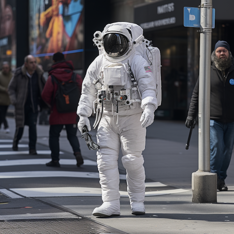 Astronauta en una calle de Nueva York