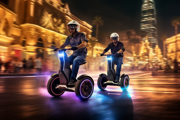 Moderno scooter en la ciudad