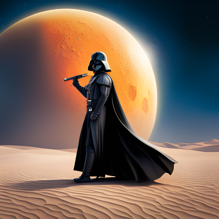 Darth Vader en el fondo del desierto