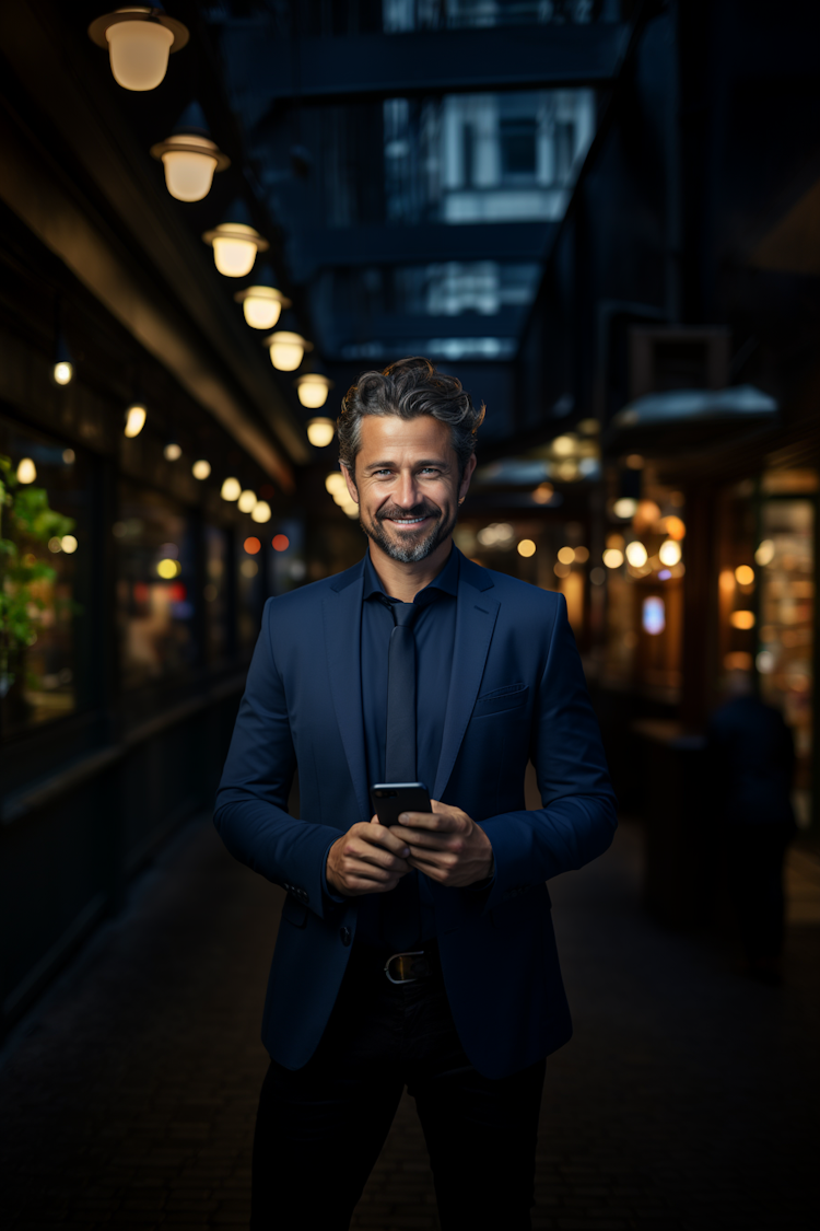 Stock photograph of a business man on a phone