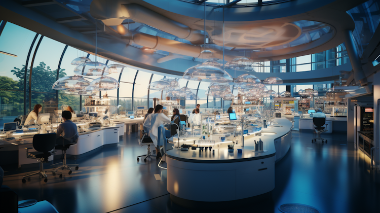 Moderno laboratorio de biotecnología