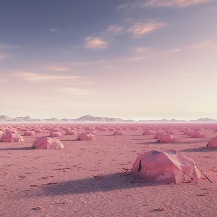Tenda rosa no deserto rosa