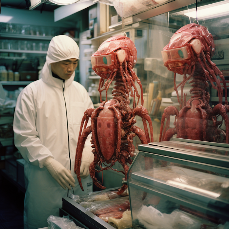 Mercado de carne robótica em Tóquio