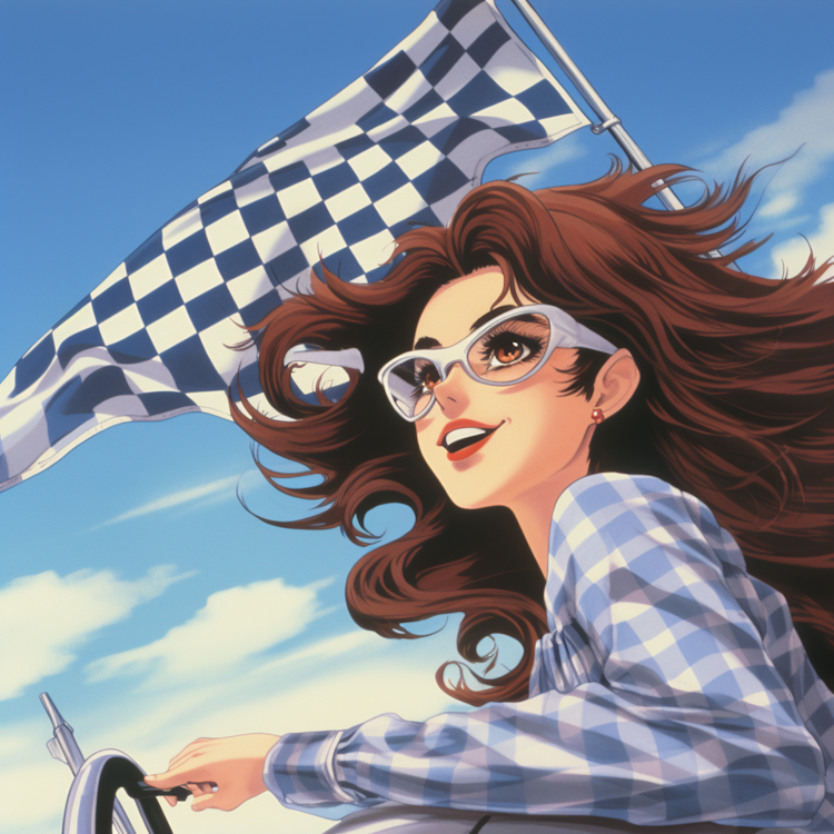 Personagem feminina em um filme de anime sobre corrida de carros