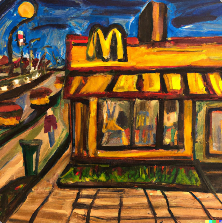 Pintura de un restaurante McDonald's