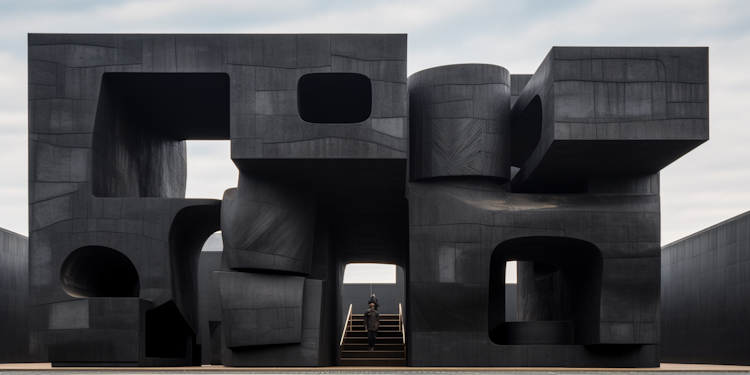 Thick tesseract all-black architecture