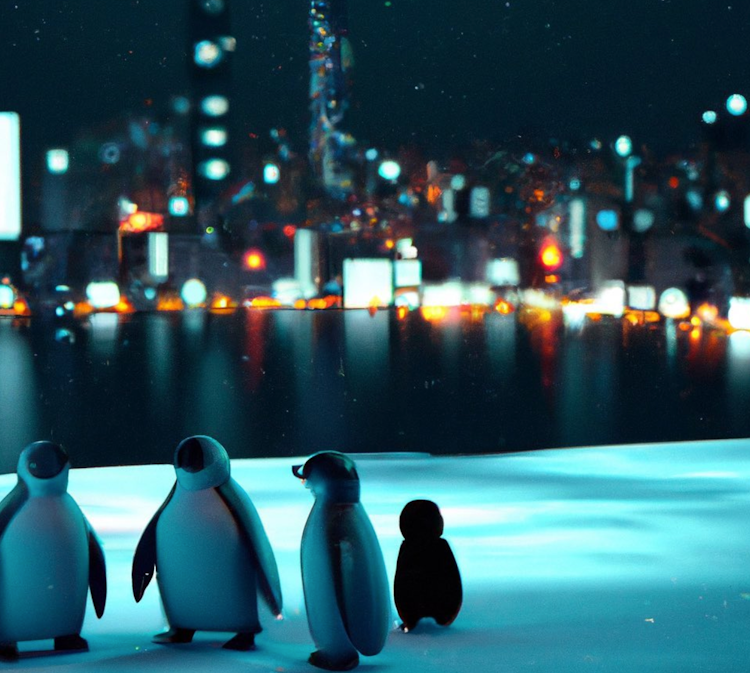 Penguins watching night view