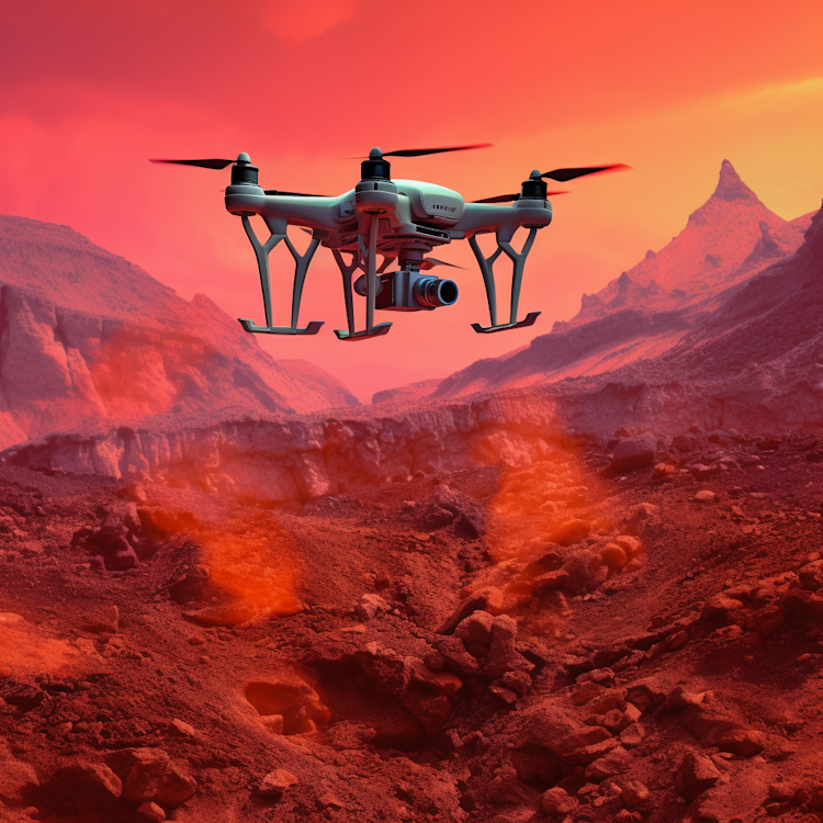 Um drone em um planeta estranho