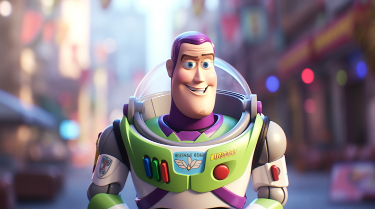 Buzz Lightyear en una calle encantadora