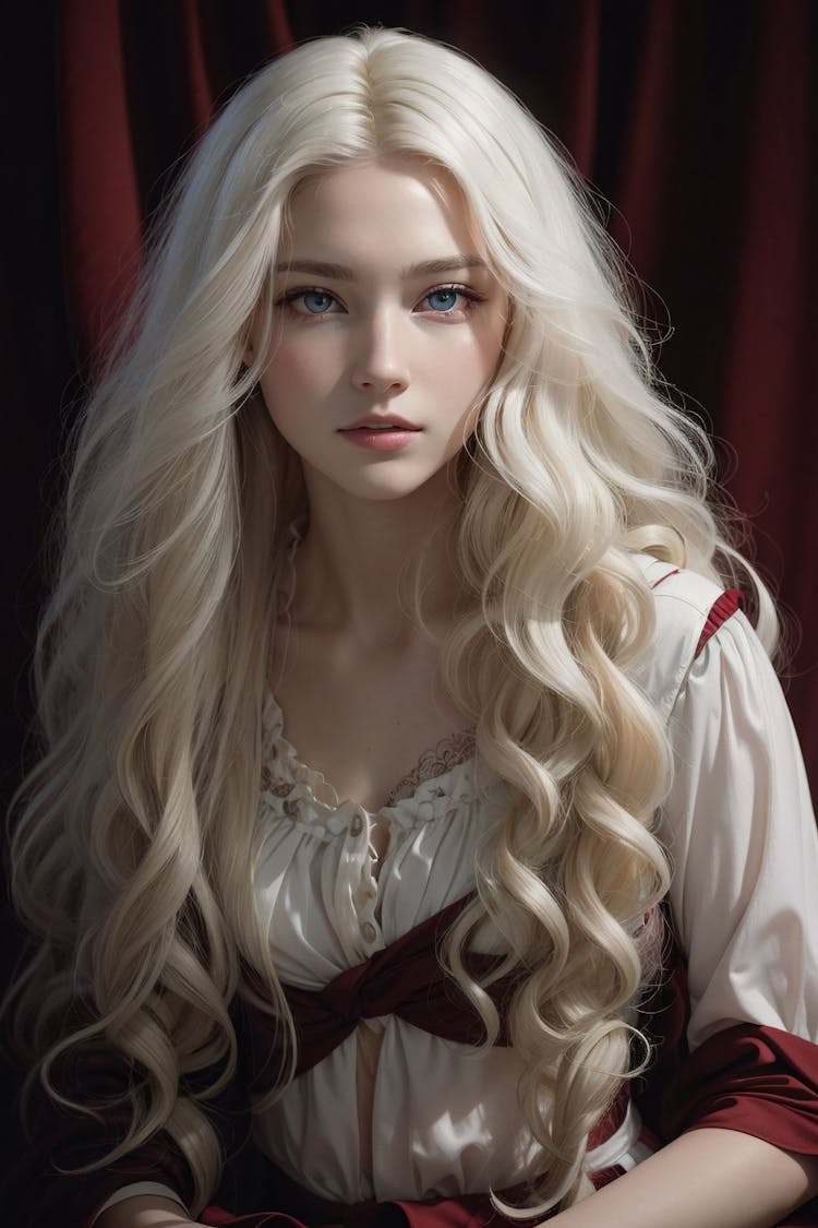 Retrato de uma garota pálida de cabelos brancos