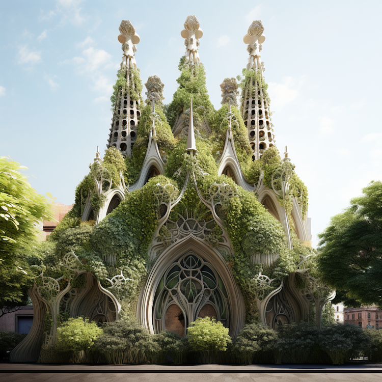 Catedral com decoração paramétrica de plantas
