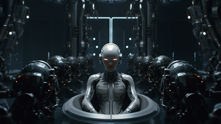 Cyborg en una nave espacial