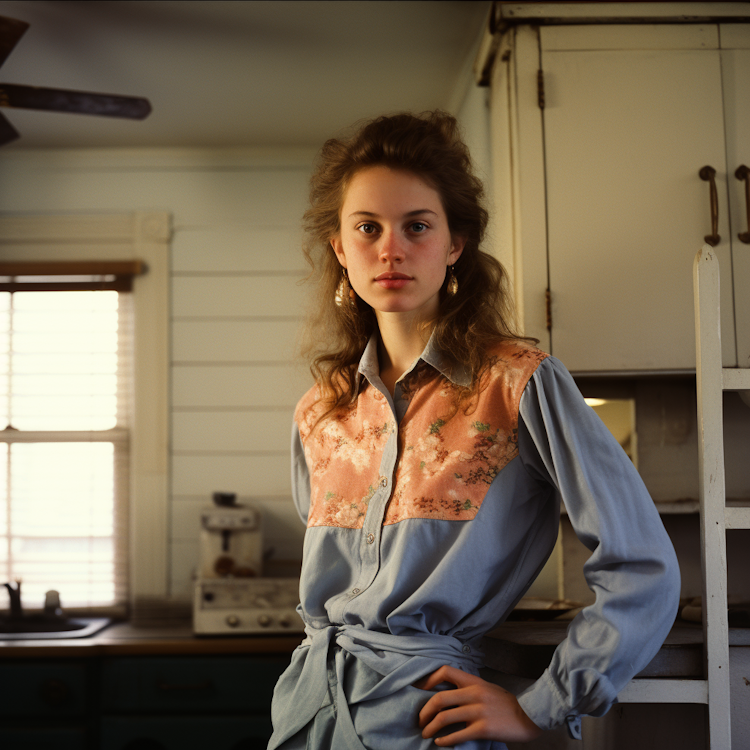 Mulher jovem em um retrato de 1985