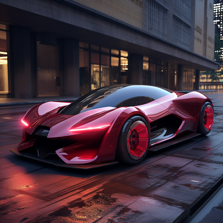 Futuristic red sports car