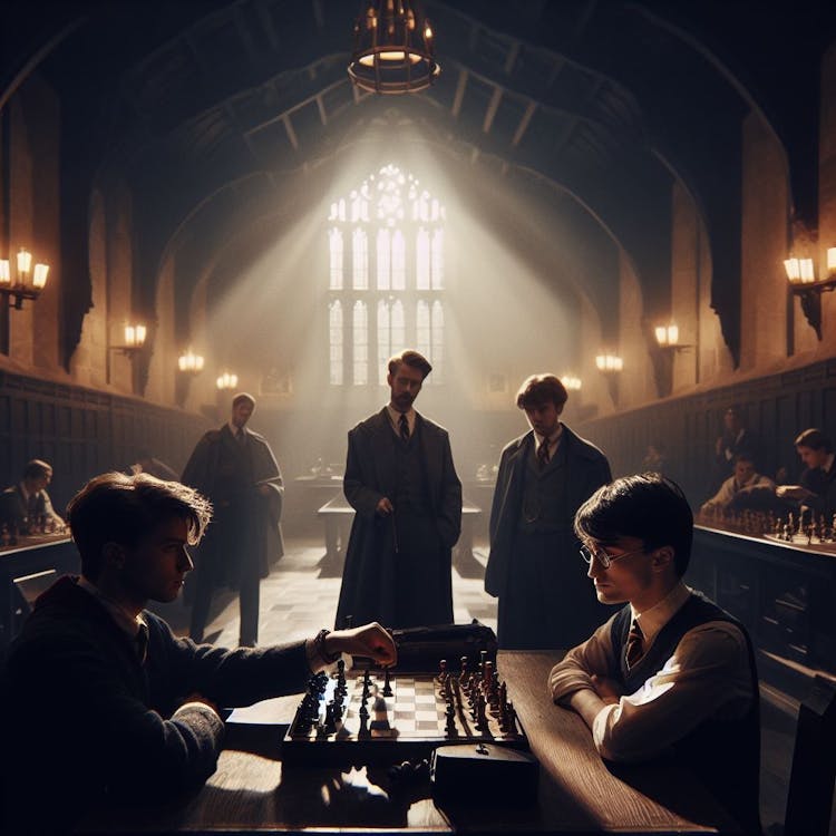 Harry Potter Jugando al ajedrez con Ron
