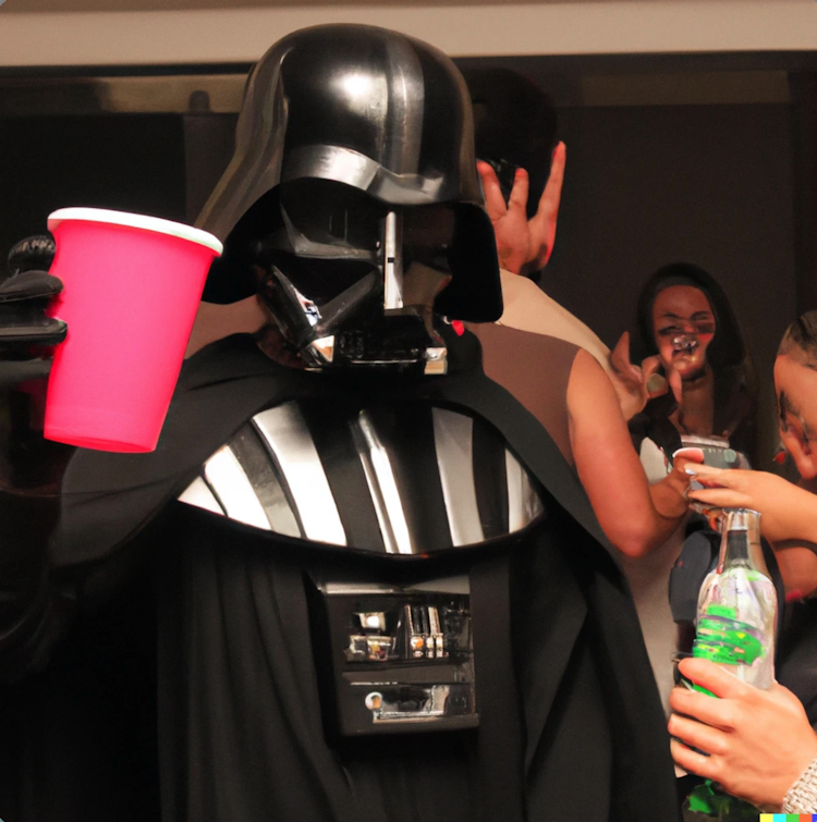 Darth Vader en una fiesta de fraternidad