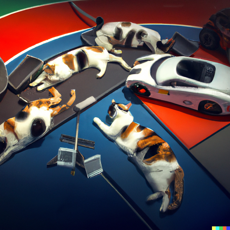 Gatos em carros de corrida