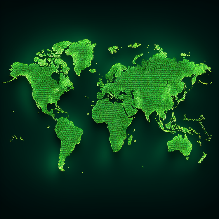 Um mapa-múndi verde