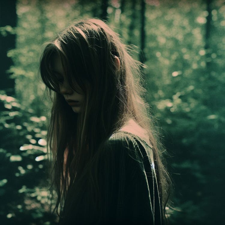 Adolescente perdido na floresta