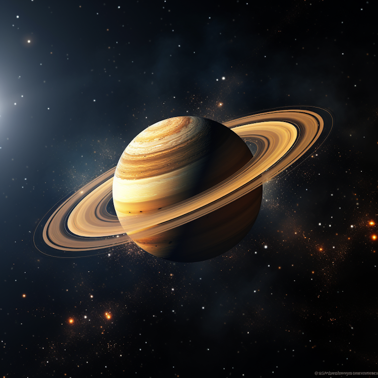 The planet Saturn floating in space