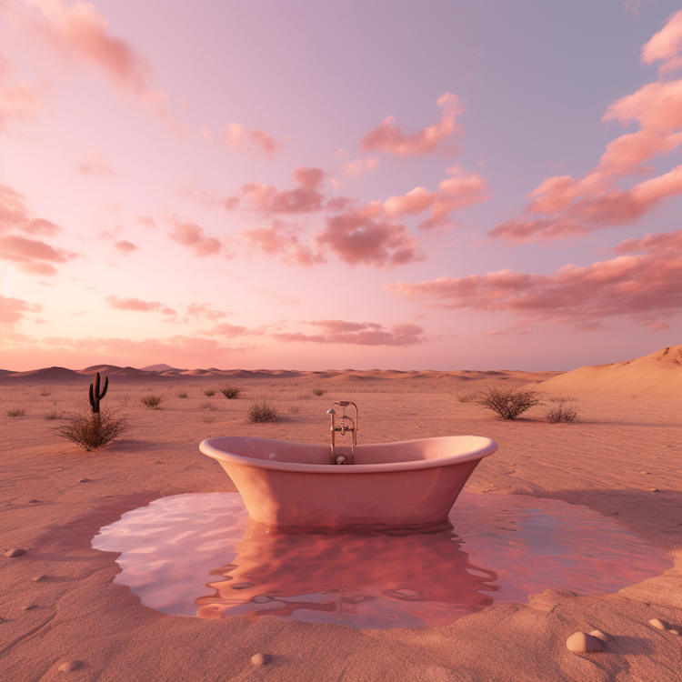 Bañera en desierto rosa