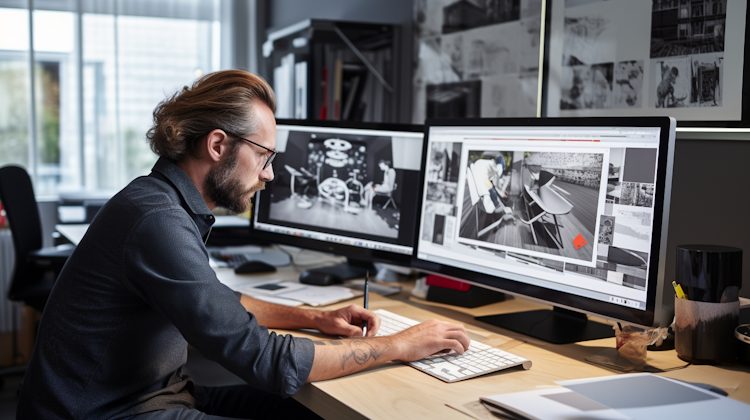 Stock photograph of a designer working