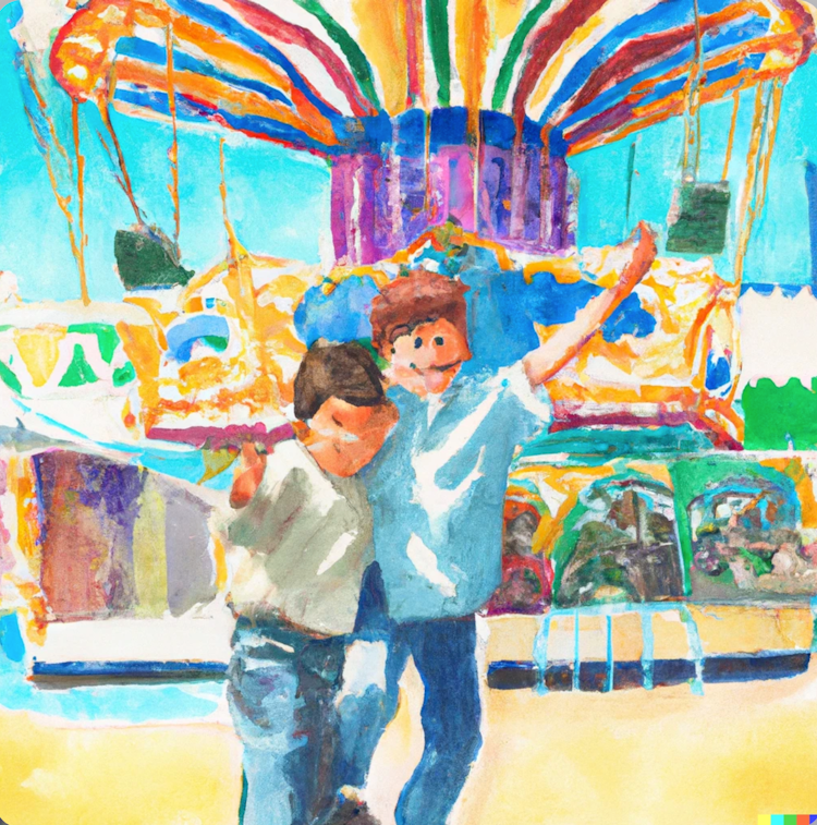 Brothers in an amusement park