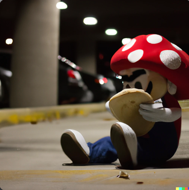 Super Mario comendo um cogumelo 