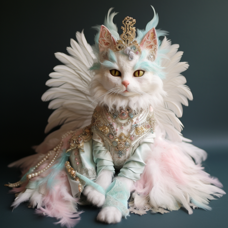 Rococo pastel style cat
