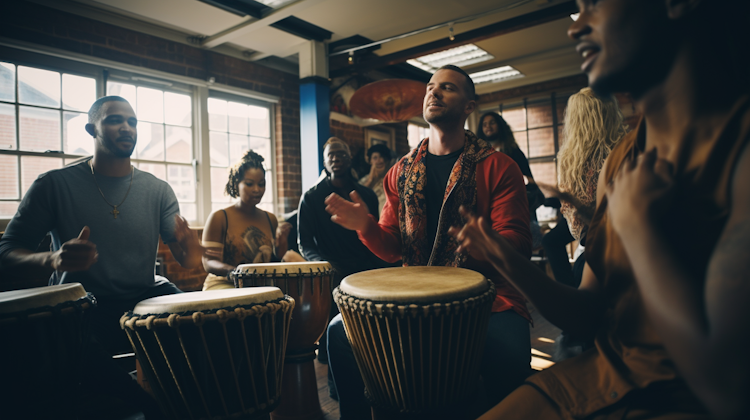 Grupo cultural de música com tambores