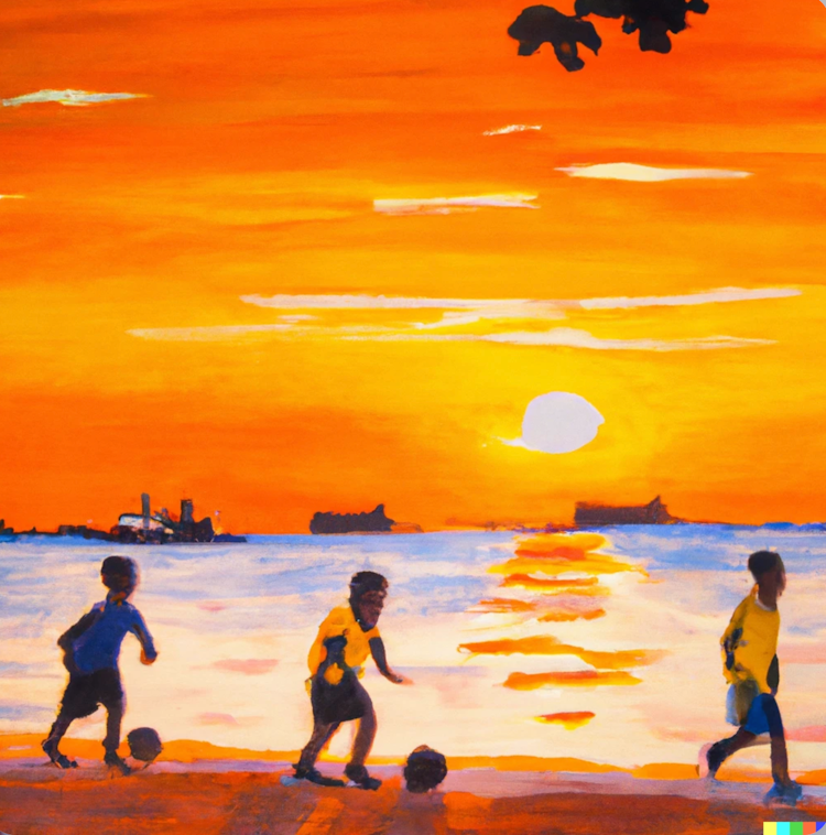 Futebol ao pôr do sol