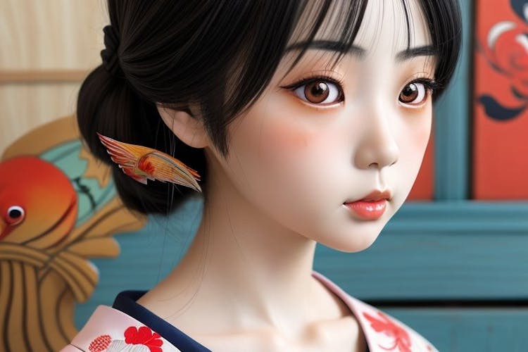 Retrato de uma garota japonesa