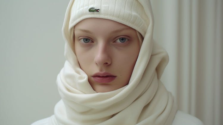 Lacoste scarf promotion photograph