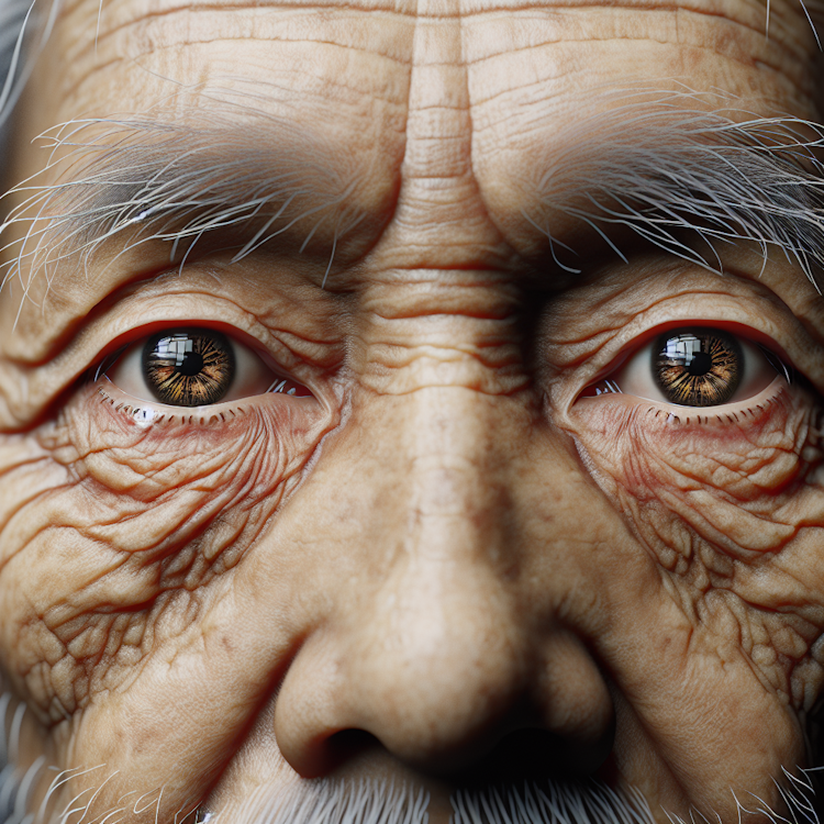 Wise and penetrating eyes of an elderly sage
