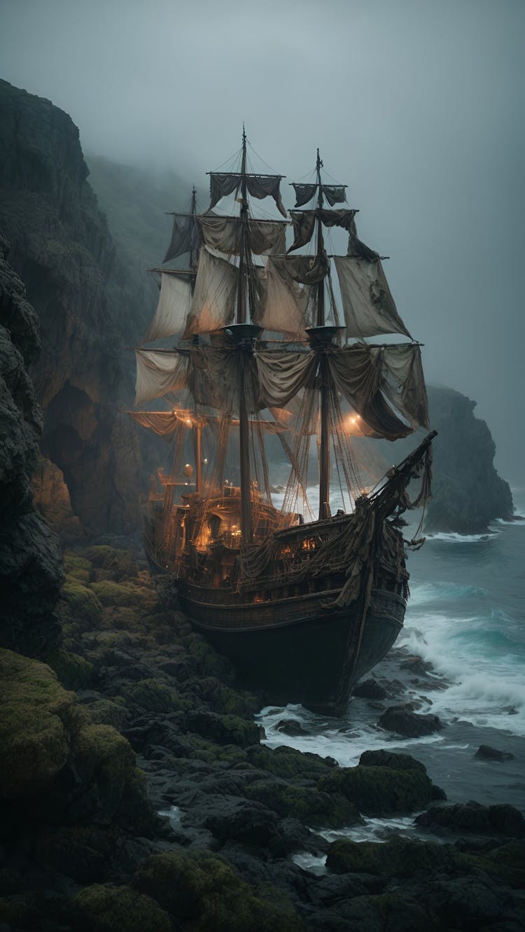A spectral pirate ship