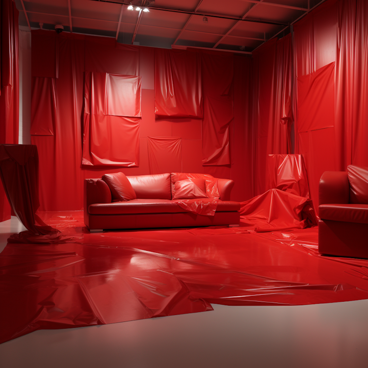 Red vinyl paper room