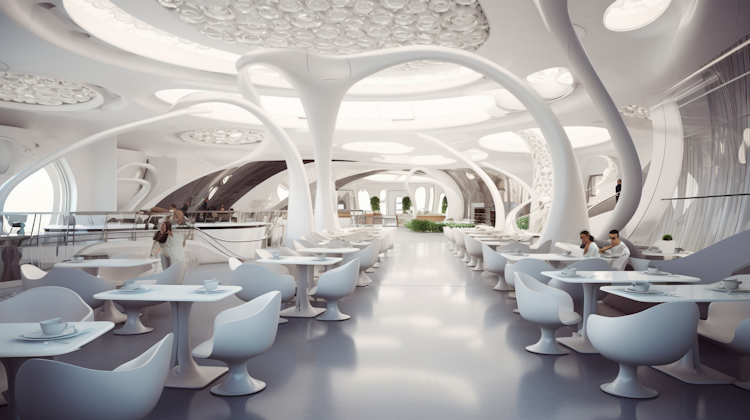 A futuristic cafe