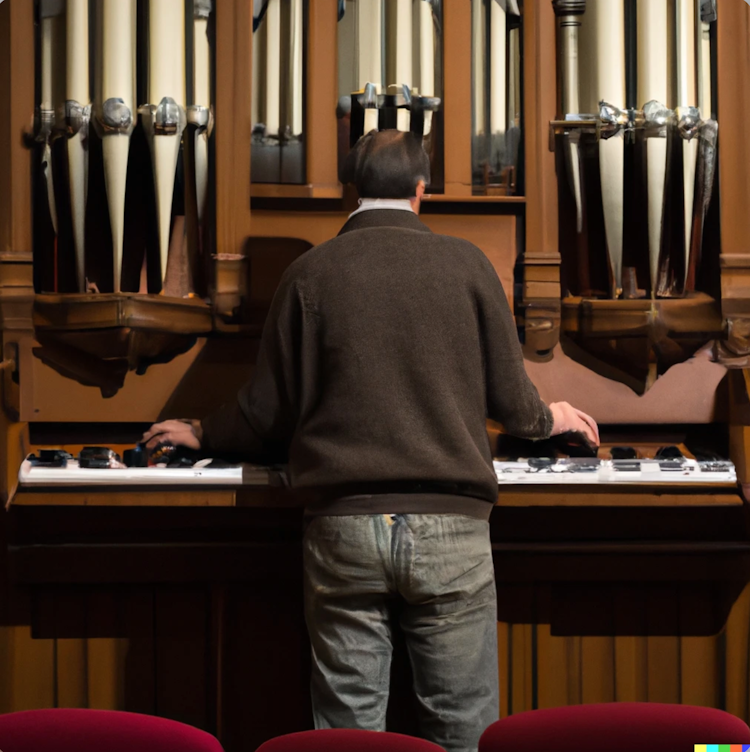 Man playing with the organ