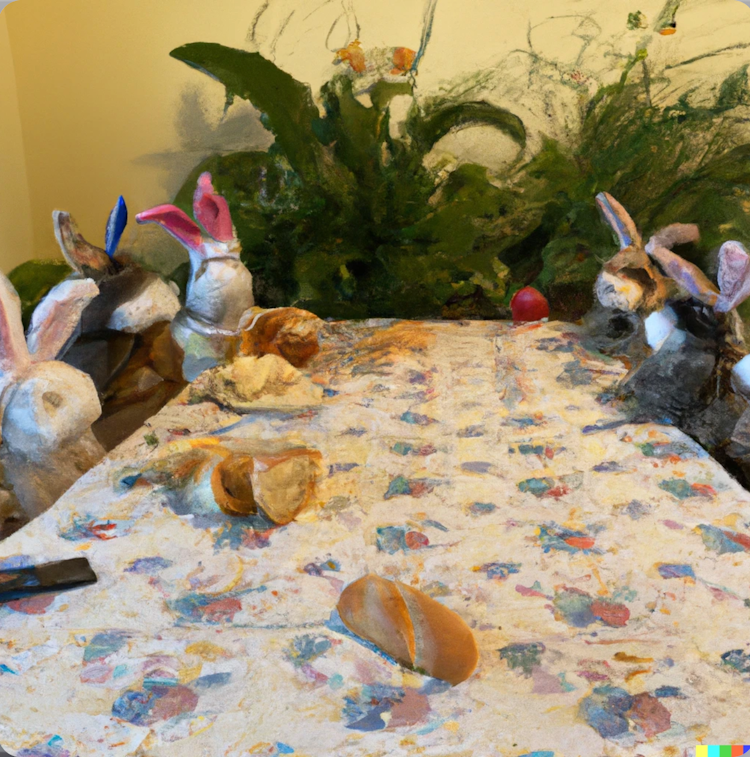 Easter Bunnies Having the Last Supper