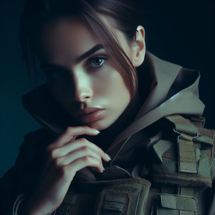 Woman in military fashion