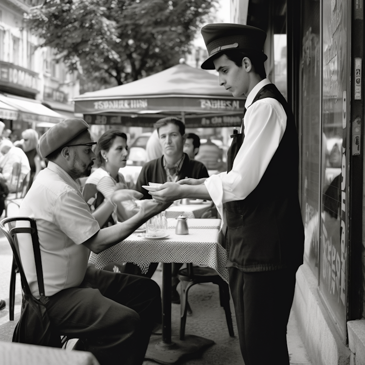 A French waiter taking an order